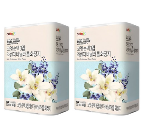(광고)코멧 순백 3겹 라벤더 바닐라 롤화장지 30m